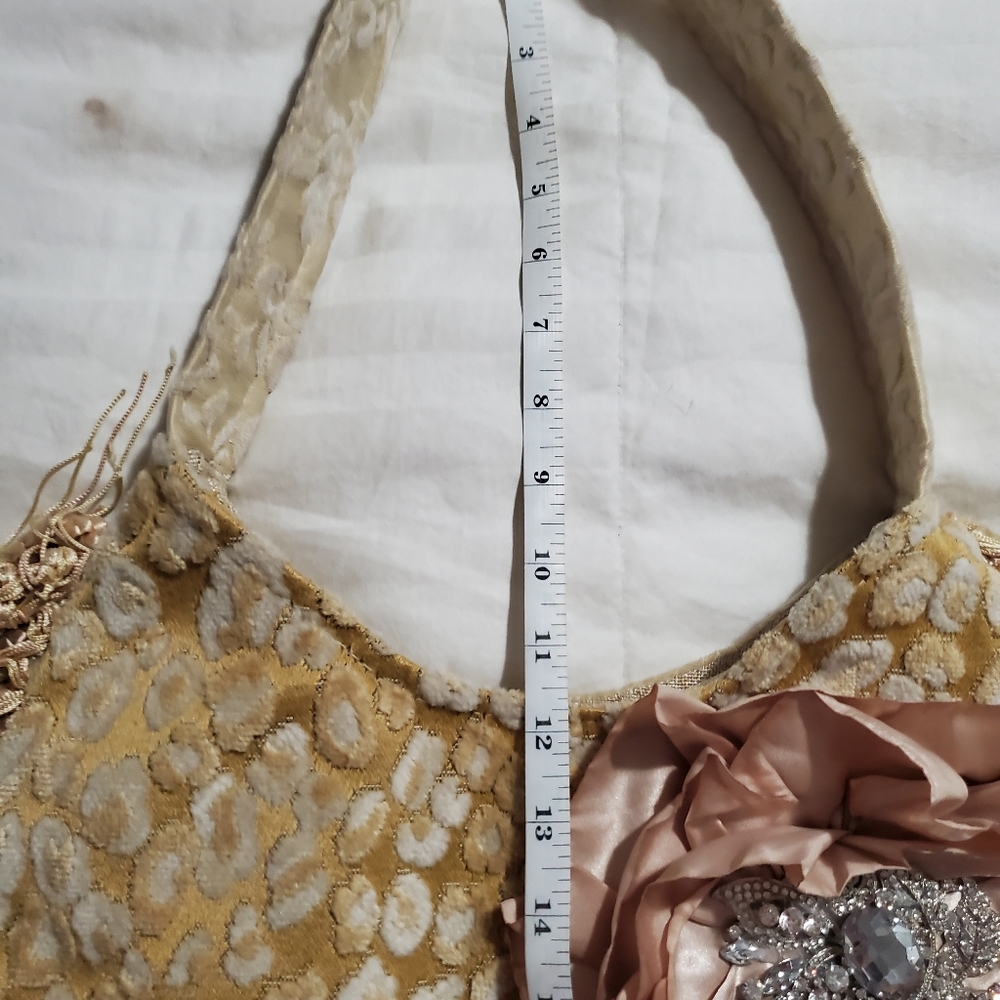 Keep It Gypsy Gold Textured Shoulder Bag with Elegant Swarovski Crystals - Picture 9 of 11